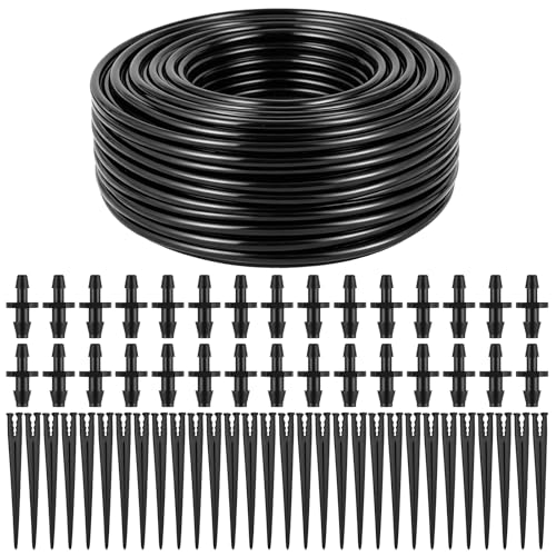 98 FT 1/8" Drip Irrigation Tubing Kits-30 Barbed Coupling+Stakes