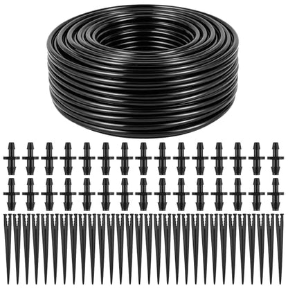 98 FT 1/8" Drip Irrigation Tubing Kits-30 Barbed Coupling+Stakes