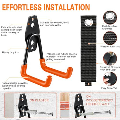 HUPBIPY 18 Pack Garage Hooks Heavy Duty, Wall Mount Ladder Hooks - color: 18 Pack Orange
