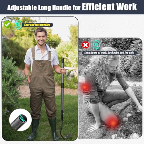 Hoe Garden Tool, Hollow Hoe with 55 Inch Long Handle, Adjustable Manual Weeder Heavy Duty Garden Hoe for Weeding, Digging, Hoeing, Cutting and Loosing Soil - size: 55 Inches