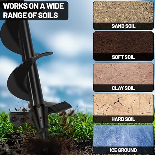 4x16 Upgraded Post Hole Auger - Auger Drill Bit for Planting,Spiral Drill Bit for Planting-Heavy-Duty Spiral Blade Garden Drill Bit for 3/8" Hex Drive Drill