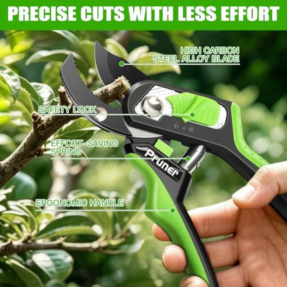 AIRAJ 8" Anvil Garden Shears,1.57” Cut Pruning Shears Garden Scissors Tools