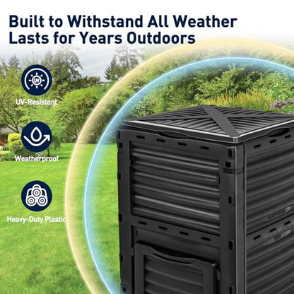 Yesker Outdoor Garden Compost Bin, 80 Gallon - size: 80 Gallon