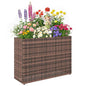 Outsunny Tall Rectangular Planter with Removable Liner PE Wicker Brown - color: Brown