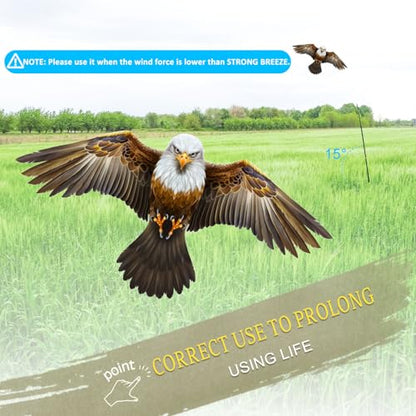 eyijklzo Bird Scarer Hawk Flying Kite Without 13ft Pole-Only Brown Kite - style: Brown-Only kite