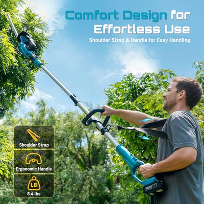 SEESII 2-in-1 Pole & Hedge Trimmer Cordless,20" Electric Bush Trimmer 8.5ft