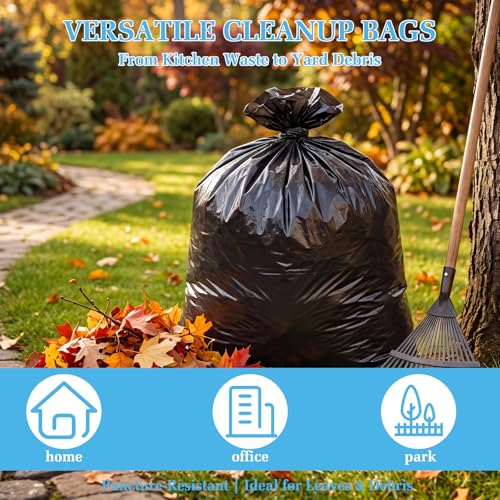 31 Gallon Trash Bags Heavy Duty - 50 Pack Black Large Garbage Bags, Tall 31 Gal Trash Can Liners for Commercial, Kitchen, Yard, Construction Waste, 117 Liter Capacity