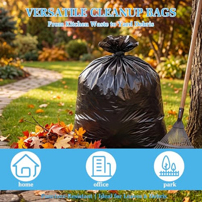 31 Gallon Trash Bags Heavy Duty - 50 Pack Black Large Garbage Bags, Tall 31 Gal Trash Can Liners for Commercial, Kitchen, Yard, Construction Waste, 117 Liter Capacity