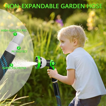 Junredy 50 FT Garden Hose, Flexible Water Hose with 10-Function Sprayer - color: Black Blue, size: 50