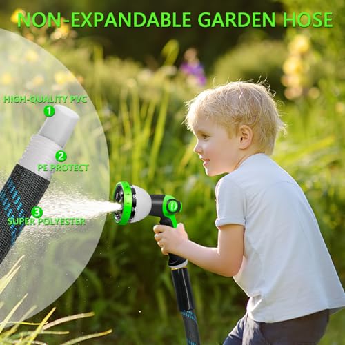 Junredy 75 FT Garden Hose, Flexible Water Hose with 10-Function Sprayer - color: Black Blue, size: 75