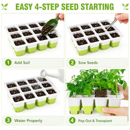 120 Cells Reusable Seed Starter Trays, 10-Pack Seed Starter Kit for Indoor