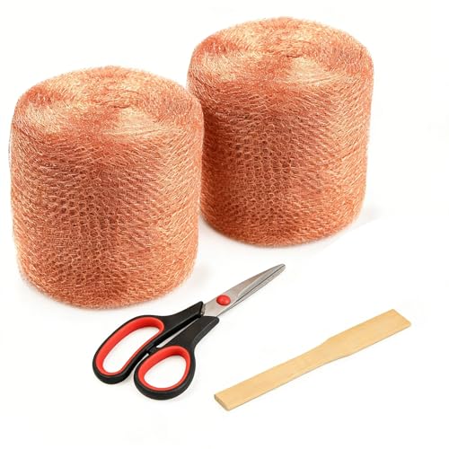 Copper Mesh Rodent Control, 5 in x 400 ft（2 Rolls of 200ft） Proof Wire Screen Roll for Mice Rat Rodent, Bat & Snail, DIY Blocker Weep Hole Filler & Wool Mouse Trap - size: 5inx400ft