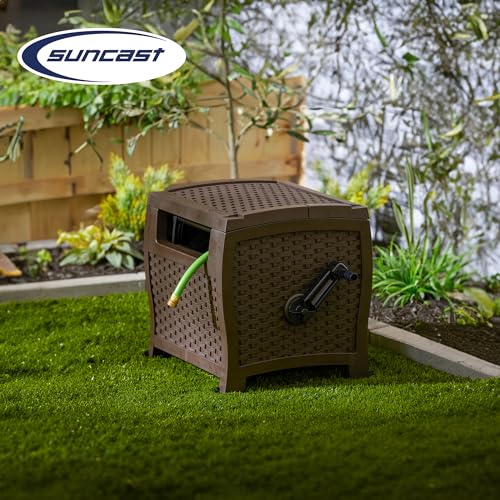 Suncast 2 Pack 175 ft. Wicker Style Resin Hose Hideaway with Hose Guide, Java, Mocha Brown - size: 2