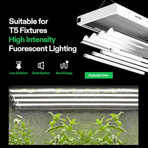 VIVOSUN T5 Grow Light Bulbs 4Ft 46 Inches, 54W 6500K HO Light Bulbs, 5-Pack - size: 4 Feet