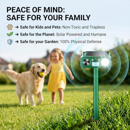 2026 New Sonic Fortress Pro Deer Repellent Motion Activated Cat Deterrent Outdoor Solar Ultrasonic Animal Repeller with Strobe Light for Skunk Rabbit Raccoon Squirrel Fortress Pro for Yard Garden(4)
