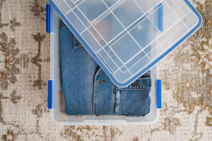 IRIS USA 3-Pack 26.5 Qt Storage Bins with Gasket Lids, Clear/Blue - size: 27 Qt. - 3 Pack