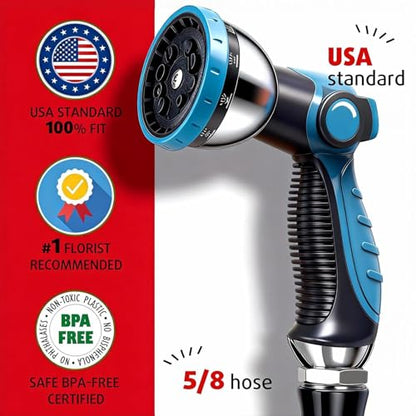 AyayaBoss Garden Hose Nozzle, Durable High Pressure Water Hose Sprayer Nozzle with 10 Patterns for Watering Plants, Washing Cars, Cleaning Patio, Showering Pets (Pack of 2) - size: 4.7 inches x 6.3 inches x 2.6 inches (Pack of 2)