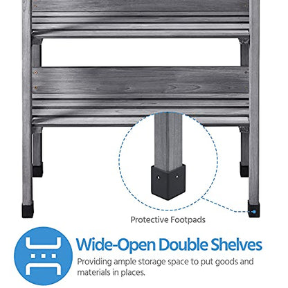 Yaheetech Potting Bench Outdoor Console Table w/3-Tier Storage,Gray - color: Gray