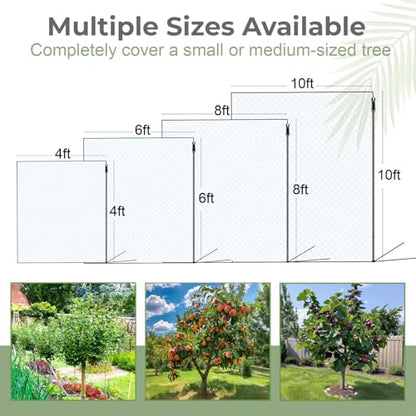 Fruit Tree Netting Cover with Zipper & Drawstring, 2 Packs 8ft x 8ft Insect Bird Barrier Netting for Garden Protection, Ultra Fine Mesh Garden Netting - size: 8 x 8 ft(2 Packs)