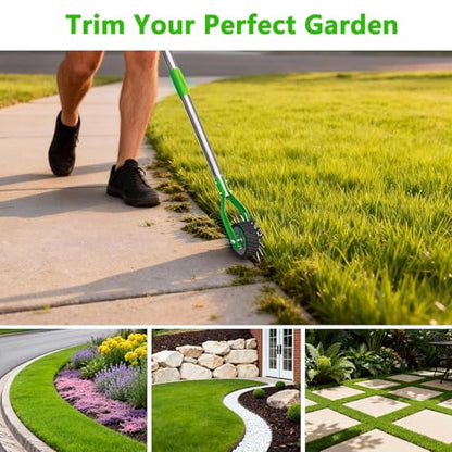Edger Lawn Tool - 67 inch Wheel Rotary Lawn Edger with Adjustable Stainless Steel Handle, Grass Edge Trimmer for Sidewalks, Driveways & Landscaping (Green)