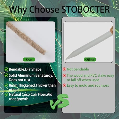 Bendable Moss Pole, 2 Pack 46'' Monstera Plant Support, Large Moss Pole for Indoor Potted Plants