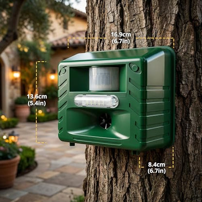 ASPECTEK Yard Sentinel Ultrasonic Animal Repeller with Strobe Light, 3 Mode Protection, Motion Sensor, Deterrent for Deer, Raccoons, Squirrels and Opossums AC and Battery Powered - 1 Pack - style: With Strobe Light
