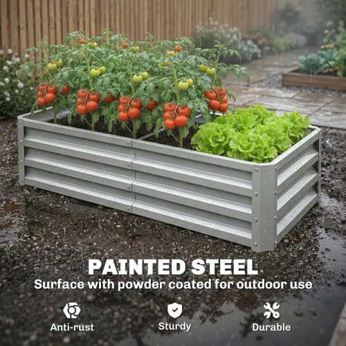Outsunny 4' x 2' x 1' Galvanized Raised Garden Bed, Silver - color: Silver