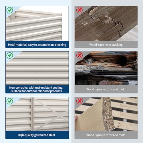 Garvee 2PCS 6x3x2ft Galvanized Raised Garden Bed, Outdoor Planter Box - color: Beige-rect., size: 6x3x2ft 2pcs
