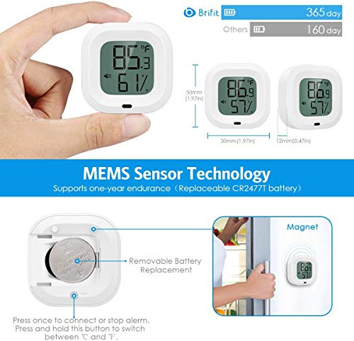 Bluetooth Thermometer Hygrometer, Smart Humidity Temperature Sensor - color: White