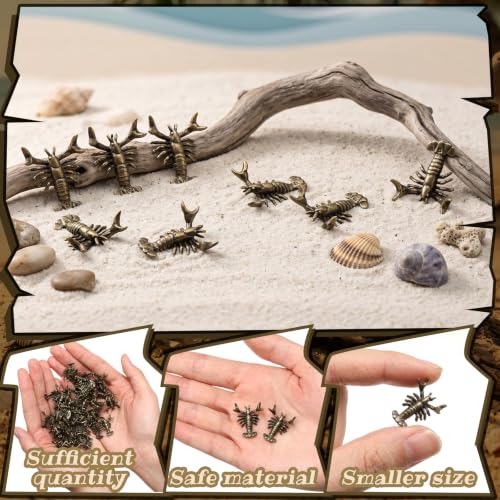 Civaner 50 Pcs Mini Brass Figurines Mini Crayfish Statue, Lobsters Decor - style: Crayfish