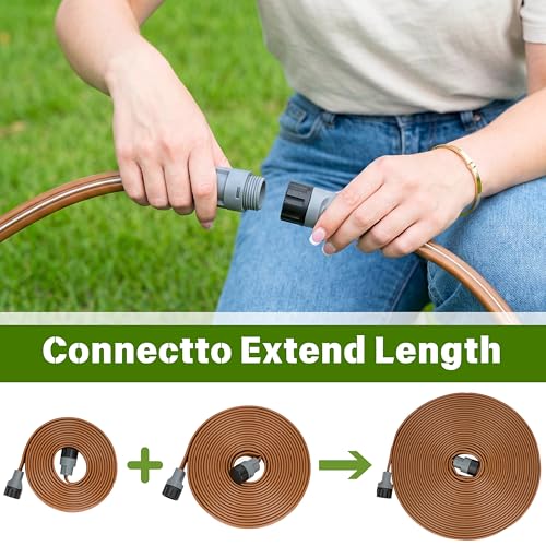 Sprinkler Hose with Holes 15FT, Flat Sprinkler Soaker Hose for Watering - color: Brown, size: 15FT