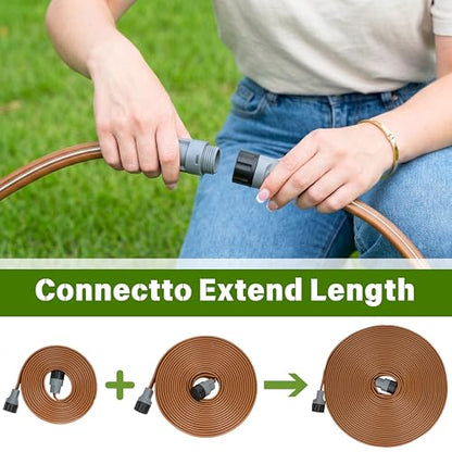 Sprinkler Hose with Holes 15FT, Flat Sprinkler Soaker Hose for Watering - color: Brown, size: 15FT