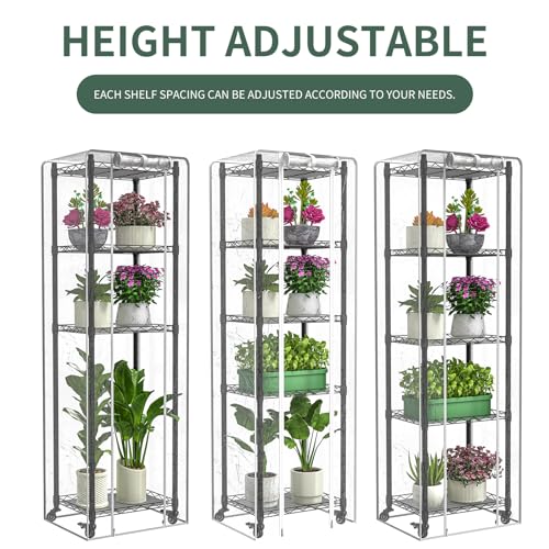Mini 5-Tier Greenhouse for Indoor ,15.7" L×11.8" W×62.3" H