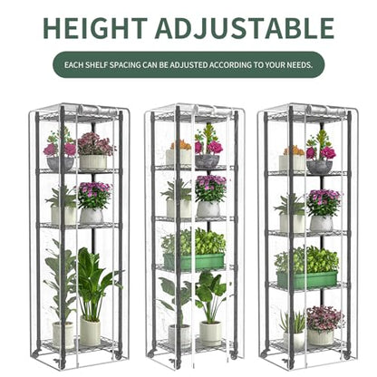 Mini 5-Tier Greenhouse for Indoor ,15.7" L×11.8" W×62.3" H