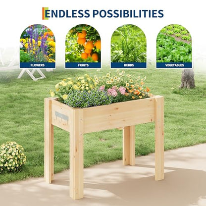 Garvee 34x18x30IN Wooden Raised Garden Bed with Legs - color: Varnish, size: 34*18*30 in