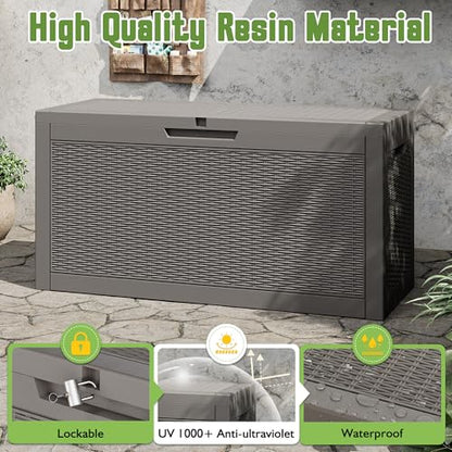 60 Gallon Outdoor Storage Box Waterproof Deck Box Patio Storage - color: Gray, style: 60Gallon