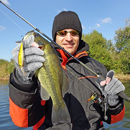 Bencailor Winter Fingerless Fishing Gloves - color: Black,Gray, size: X-Large