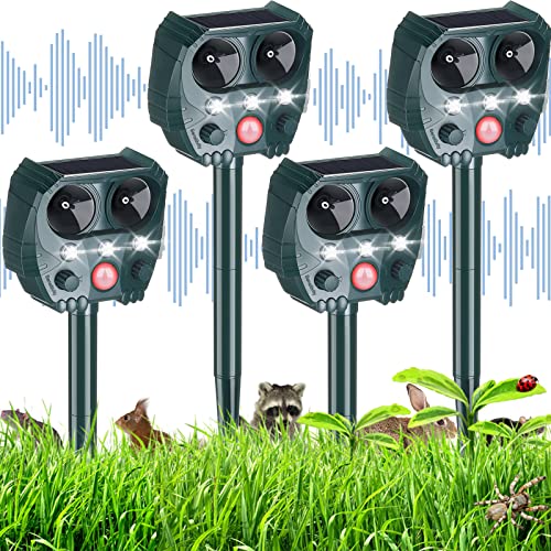 4 Pack 2026 Solar Ultrasonic Animal Repellent for Cat Deer Squirrel