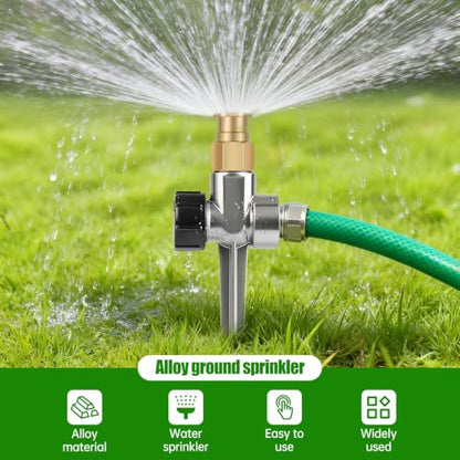 3PCS Metal Lawn Sprinklers for Yard,360° Coverage Water Sprinklers with 3PCS Replaceable Parts,Brass Sprinkler Nozzle for Small Garden Irrigation