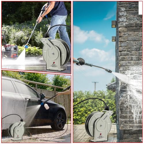 Tool Daily Retractable Pressure Washer Hose Reel, 1/4” x 60 FT