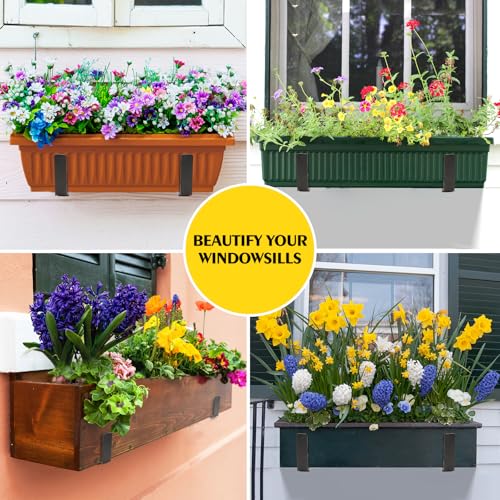 LukLoy Adjustable Window Box Brackets, 8 Pack Planter Box Brackets, Black - size: 8 pack-black