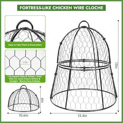 Decoroca 4 PCS Garden Cloches for Plants - Chicken Wire Plant Protectors - size: 4pcs-13.4x13in