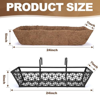 24 Inch Railing Planter Box Outdoor Deck Railing Flower Boxes