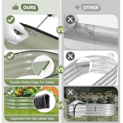 Galvanized Raised Garden Bed - 2 Pcs 4x2x1FT Planter Box, Green - color: Green, size: 4x2x1ft