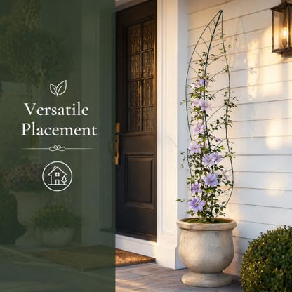 Oversize Leaf Metal Trellis, Tall Robust Plant Support Structure - color: leaf