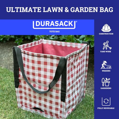 DURASACK Heavy Duty Storage Tote Bag 22-Gallon, Gingham Red, Pack of 4 - color: Gingham Red, size: Pack of 4