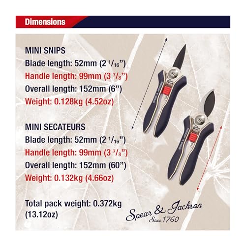 Spear & Jackson Razorsharp Mini Pruner Set for Small Garden Tasks and Bonsai Care, 2 Piece Precision Compact Lightweight Ergonomic Pruning Shears - style: Mini Pruner Set