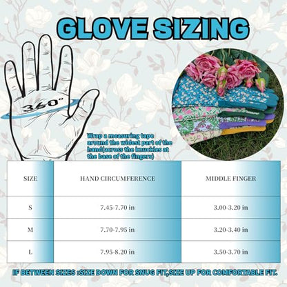 Thornproof Rose&Cactus Gardening Gloves,Gauntlet Garden Glove,Gifts - color: Lake-blue Flower, size: Small