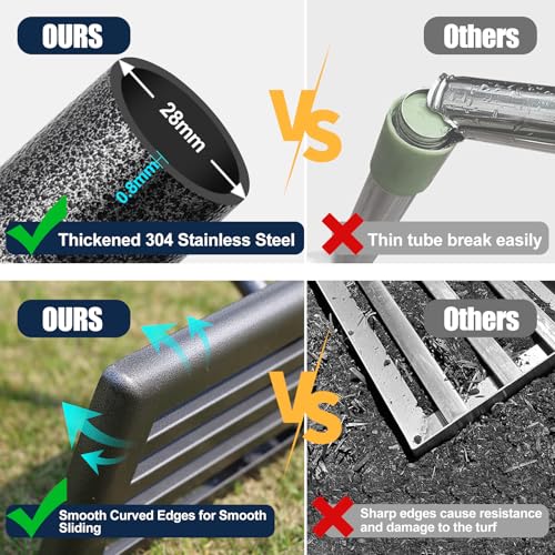 Heavy Duty Lawn Leveling Rake 30x10 with 72" Adjustable Handle - Commercial Grade Landscape Grading Tool, Foldable Yard Leveler for Soil Sand & Topdressing | Stainless Steel + Ergonomic Design - size: 30x10"(Foldable), 72"