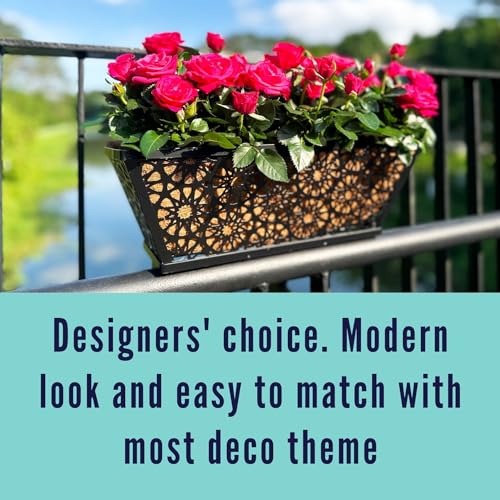 LaLaGreen Garden Wall Planter (16 in, 4 Pack) Black Window Box with Liner - size: 16" (41cm) x 4 pack